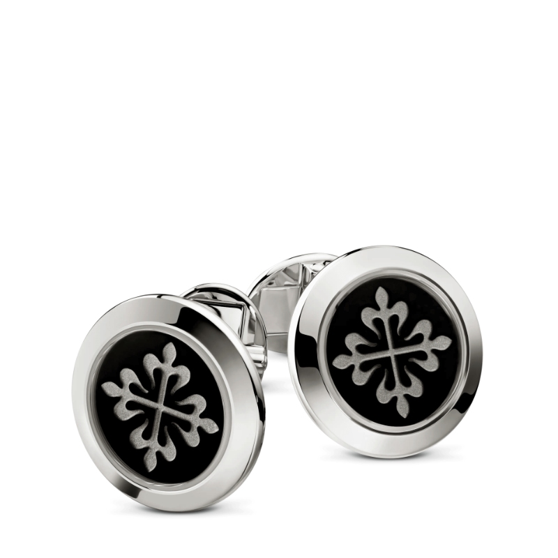 18W PATEK PHILIPPE CALATRAVA CUFF LINKS ENGRAVED ONYX
