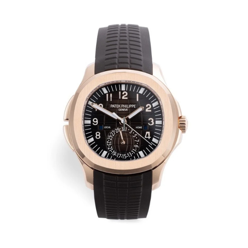 PATEK PHILIPPE ROSE GOLD AQUANAUT TRAVEL TIME BROWN
