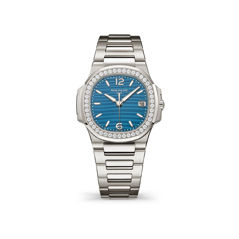 18W PATEK PHILIPPE NAUTILUS AZURE BLUE DIAL DIA BEZEL BRACELET