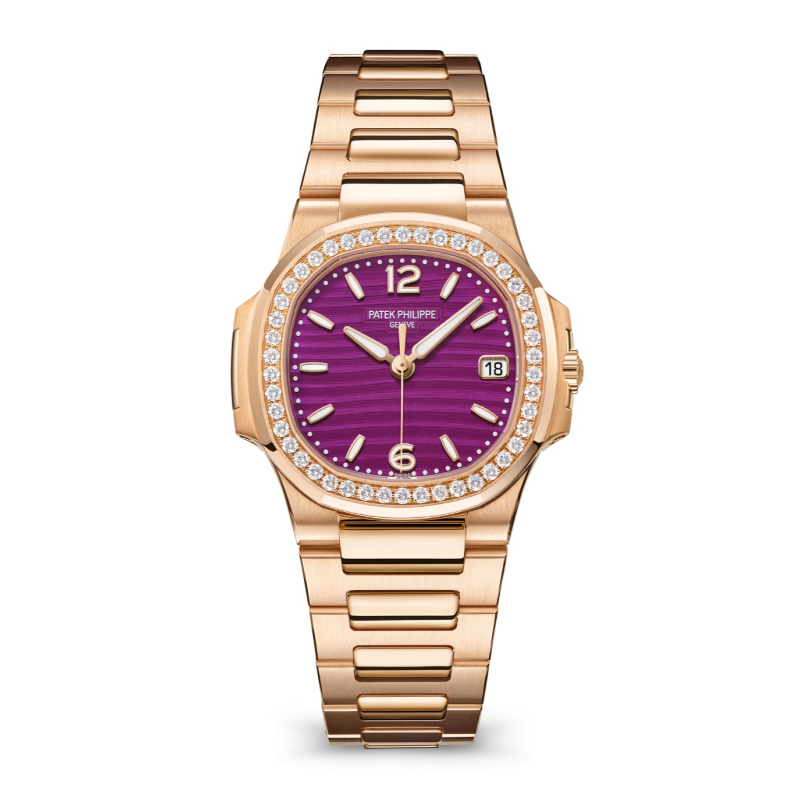 18R PATEK PHILIPPE NAUTILUS PURPLE DIAL DIA BEZEL