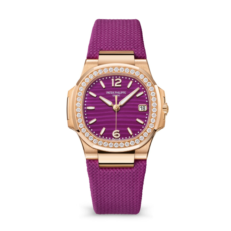 18R PATEK PHILIPPE NAUTILUS PURPLE DIAL DIA BEZEL