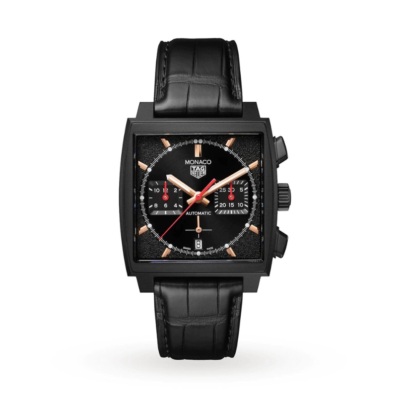 TAG HEUER TITANIUM MONACO CHRONOGRAPH BLACK DIAL AND STRAP