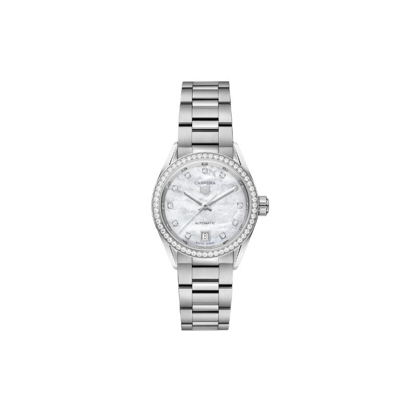 TAG HEUER CARRERA 29MM WHITE MOP DIA BEZEL